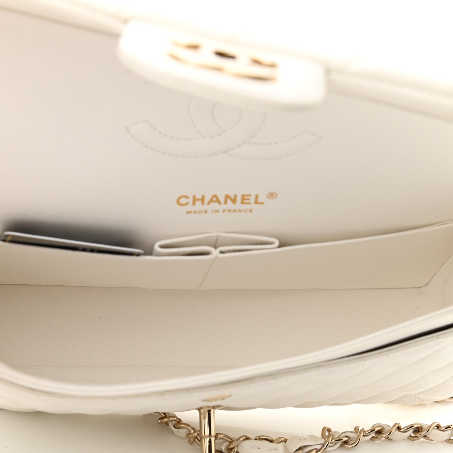Chanel Caviar Quilted Medium Double Flap White 5 of 10
