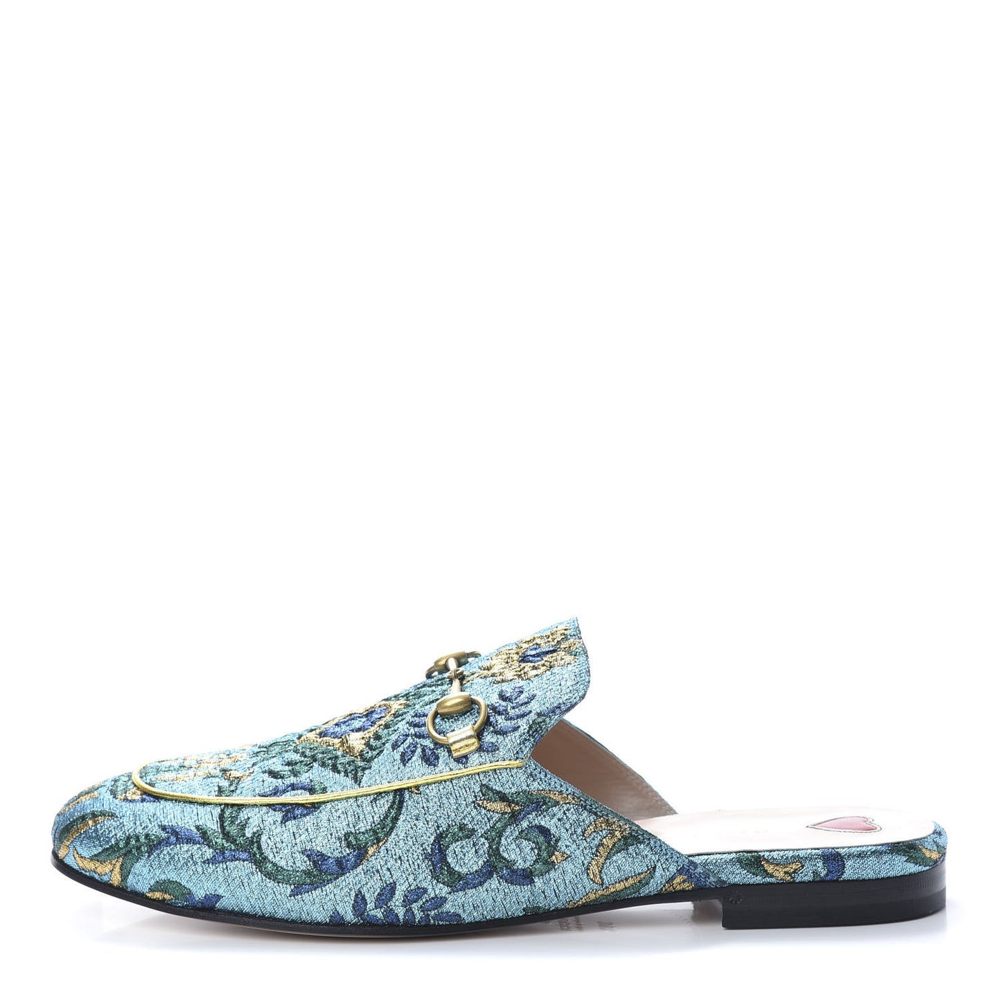 Iridescent Brocade Womens Princetown Slippers 39.5 Azure Multicolor Oro