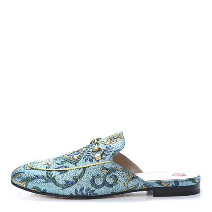 Gucci Iridescent Brocade Womens Princetown Slippers 39.5 Azure Multicolor Oro 1 of 8