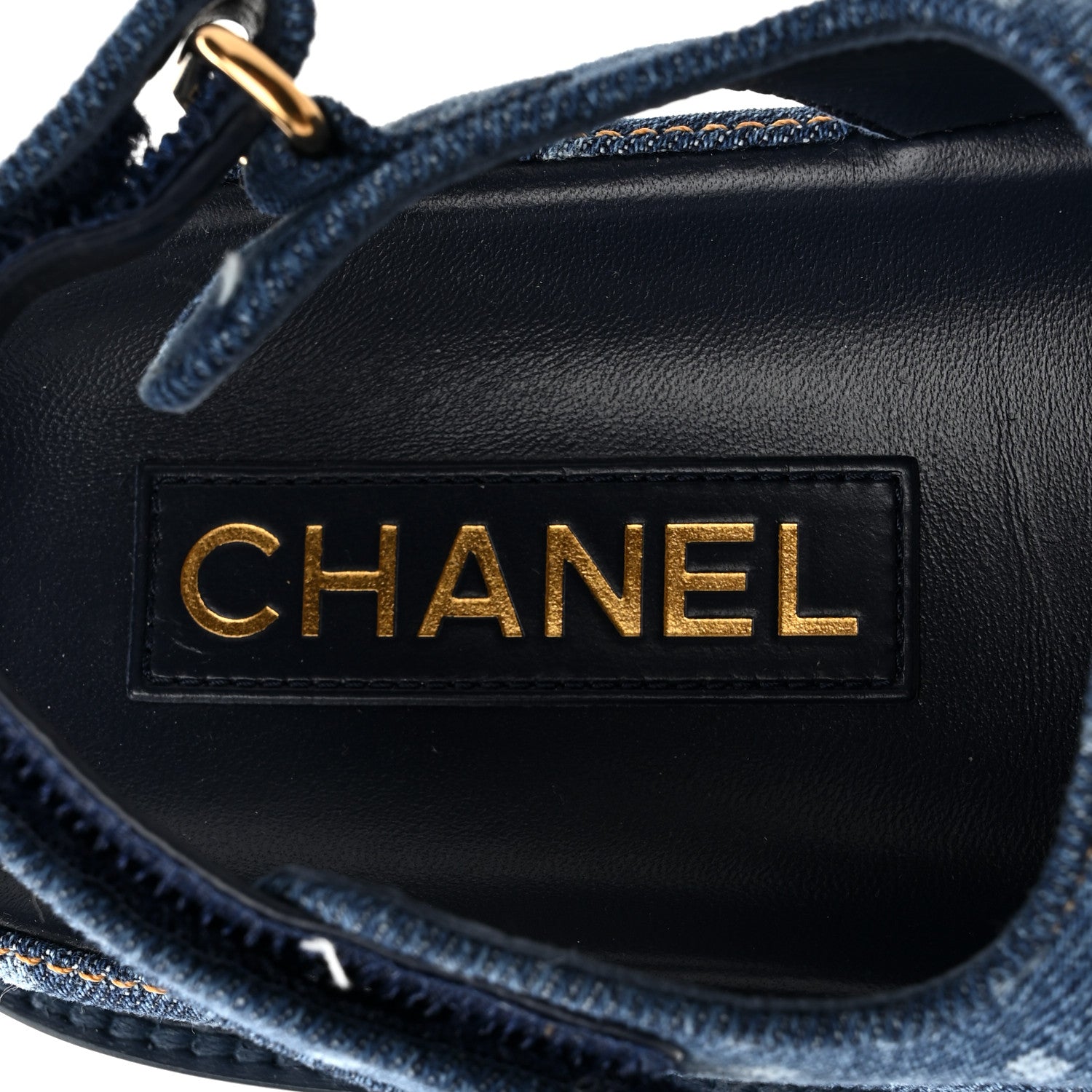 Chanel Printed Denim CC Dad Sandals 38.5 Light Blue 8 of 10