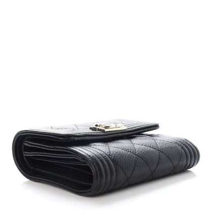 Chanel Caviar Quilted Compact Boy Wallet Black 4 of 8