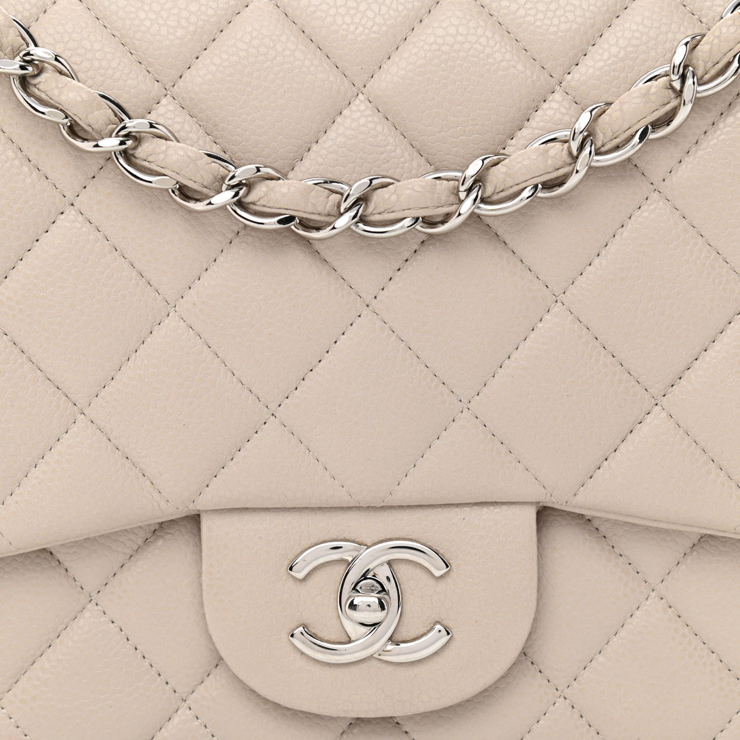 Chanel Caviar Quilted Jumbo Single Flap Ecru 8 of 10