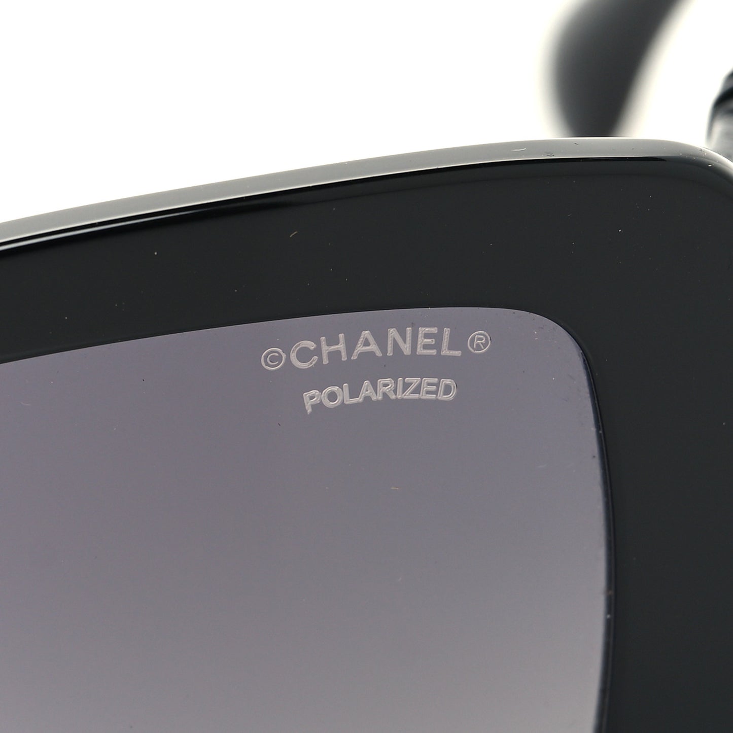 Acetate Calfskin Polarized Square Sunglasses 5473-Q-A Black