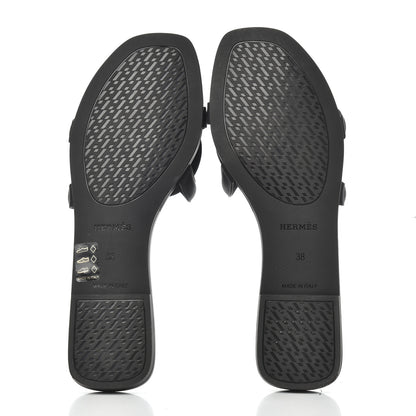Hermes Rubber Aloha Sandals 38 Black 5 of 11