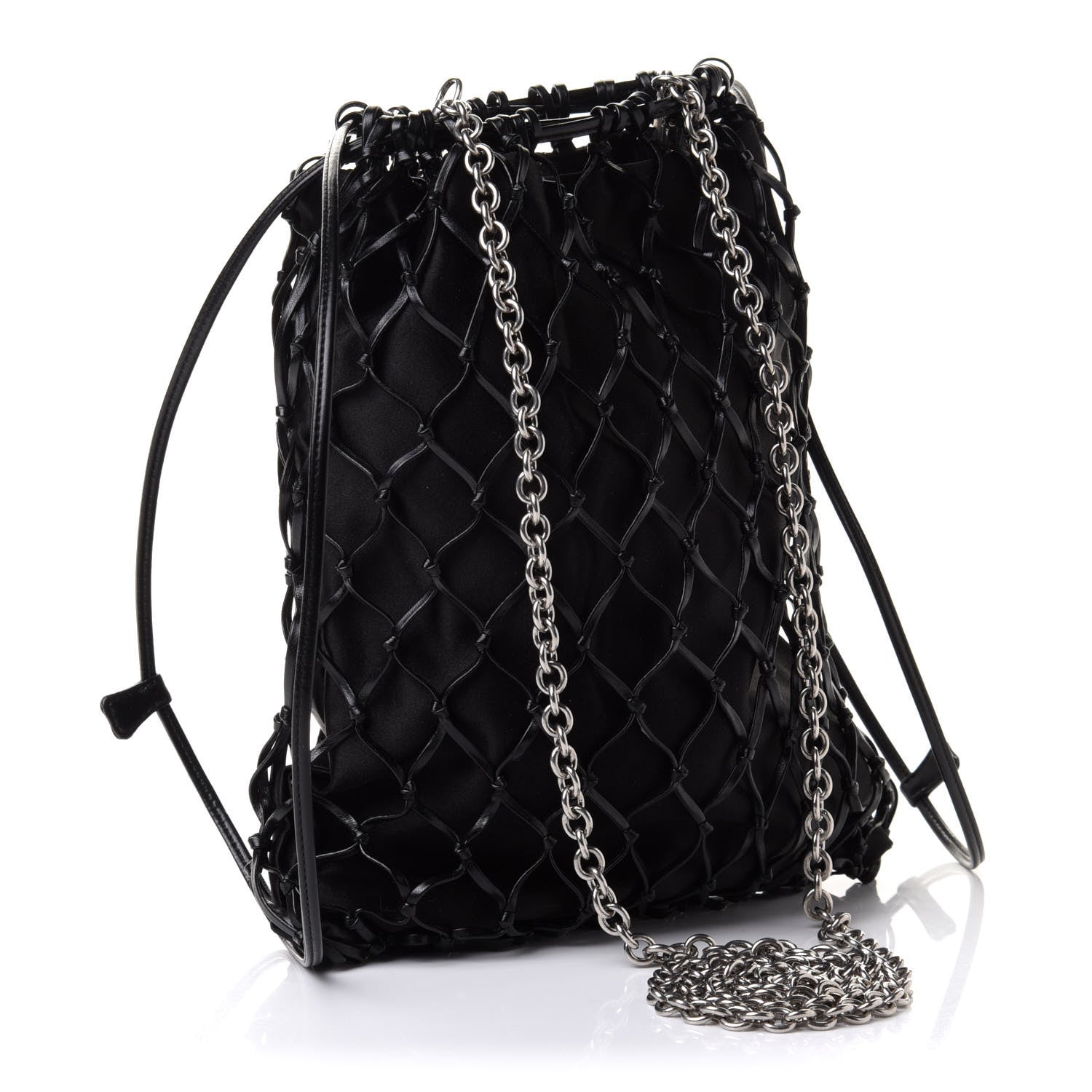 Prada Satin Net Chain Bag Black 2 of 9
