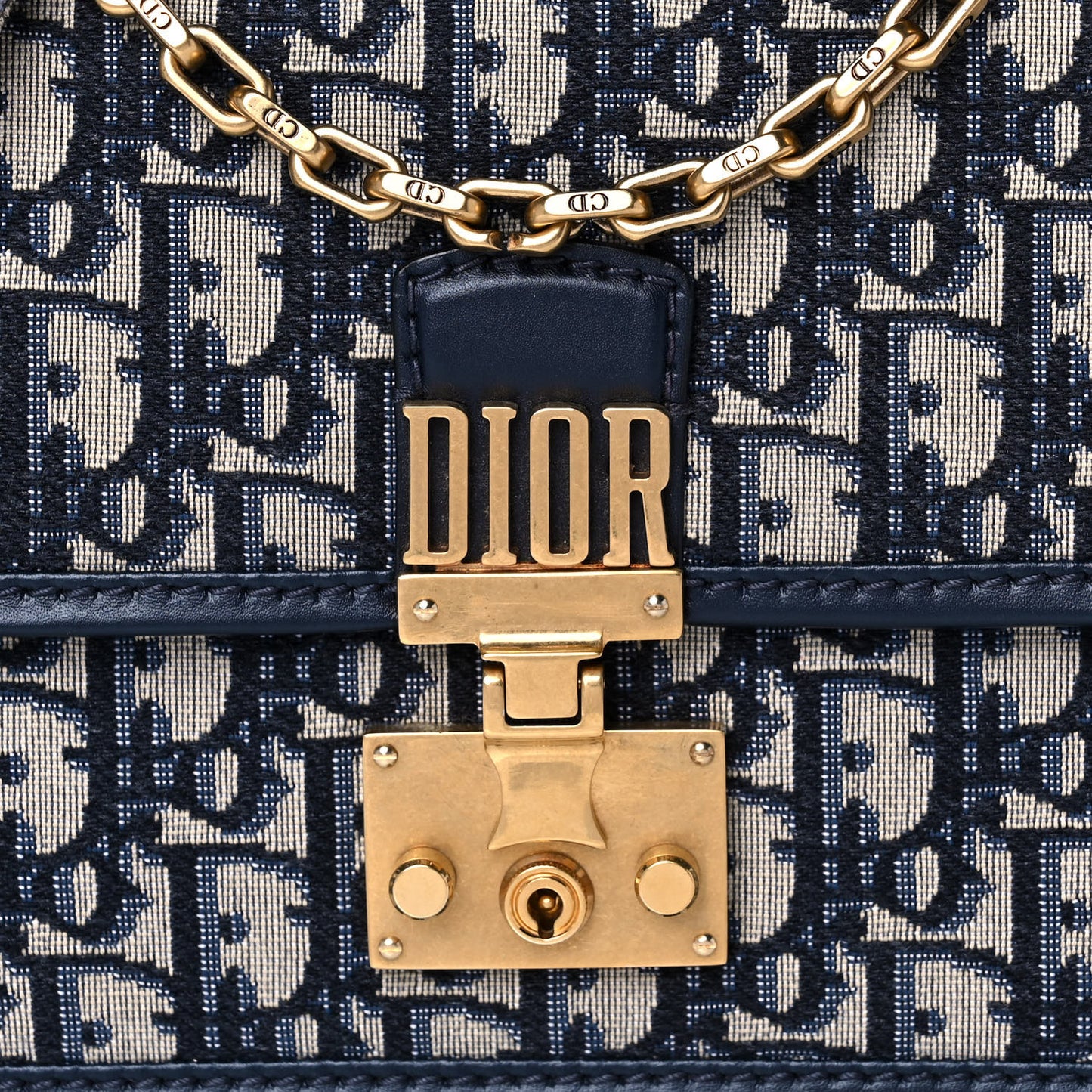 Oblique DiorAddict Flap Bag Navy Blue