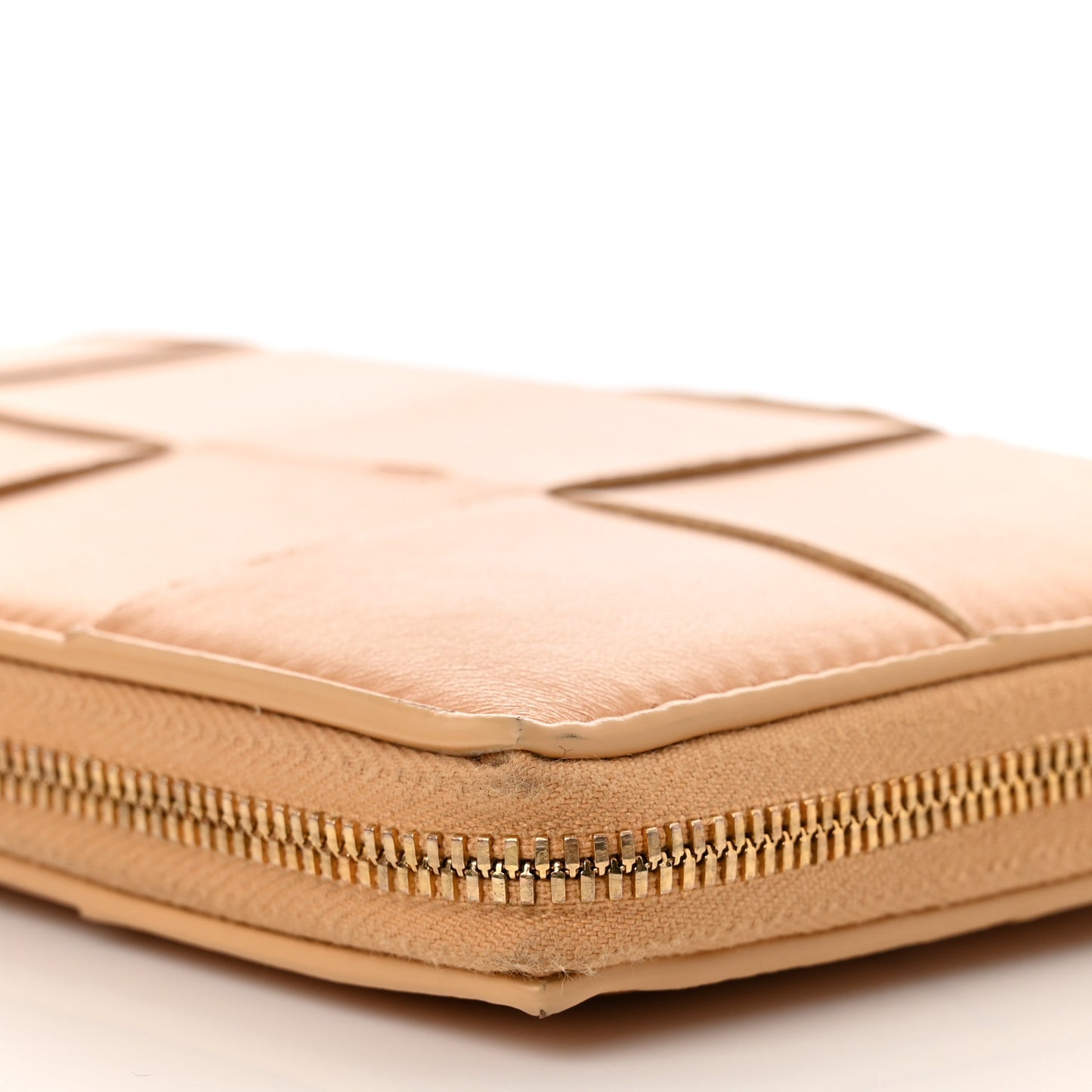 Nappa Maxi Intrecciato Zip Around Wallet Almond