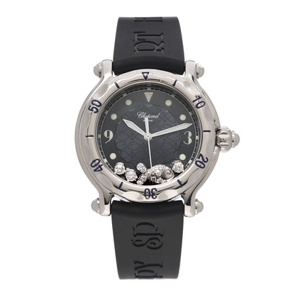 Chopard Stainless Steel Rubber Diamond 38mm Happy Sport Fish Quartz Watch Black 1 of 4