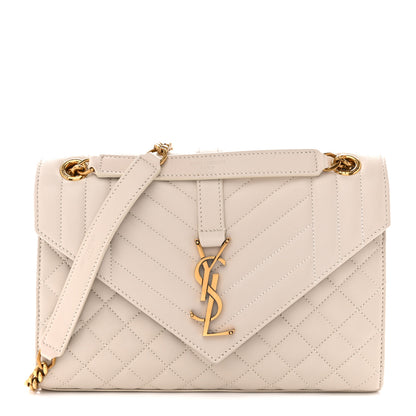 Saint Laurent Lambskin Mixed Matelasse Triquilt Medium Monogram Satchel Crema Soft 1 of 13