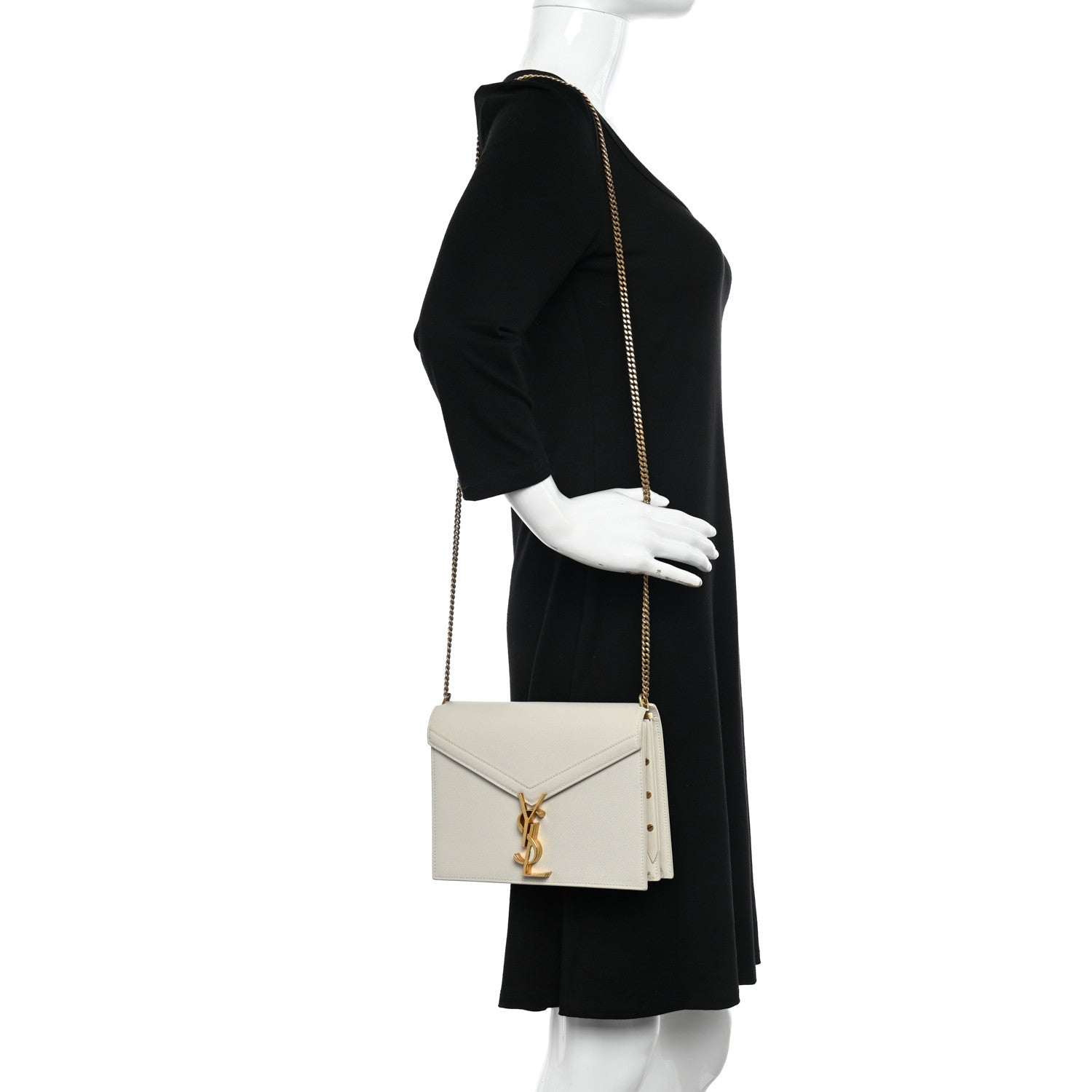 Saint Laurent Calfskin Monogram Cassandra Clasp Bag Porcellana 2 of 14