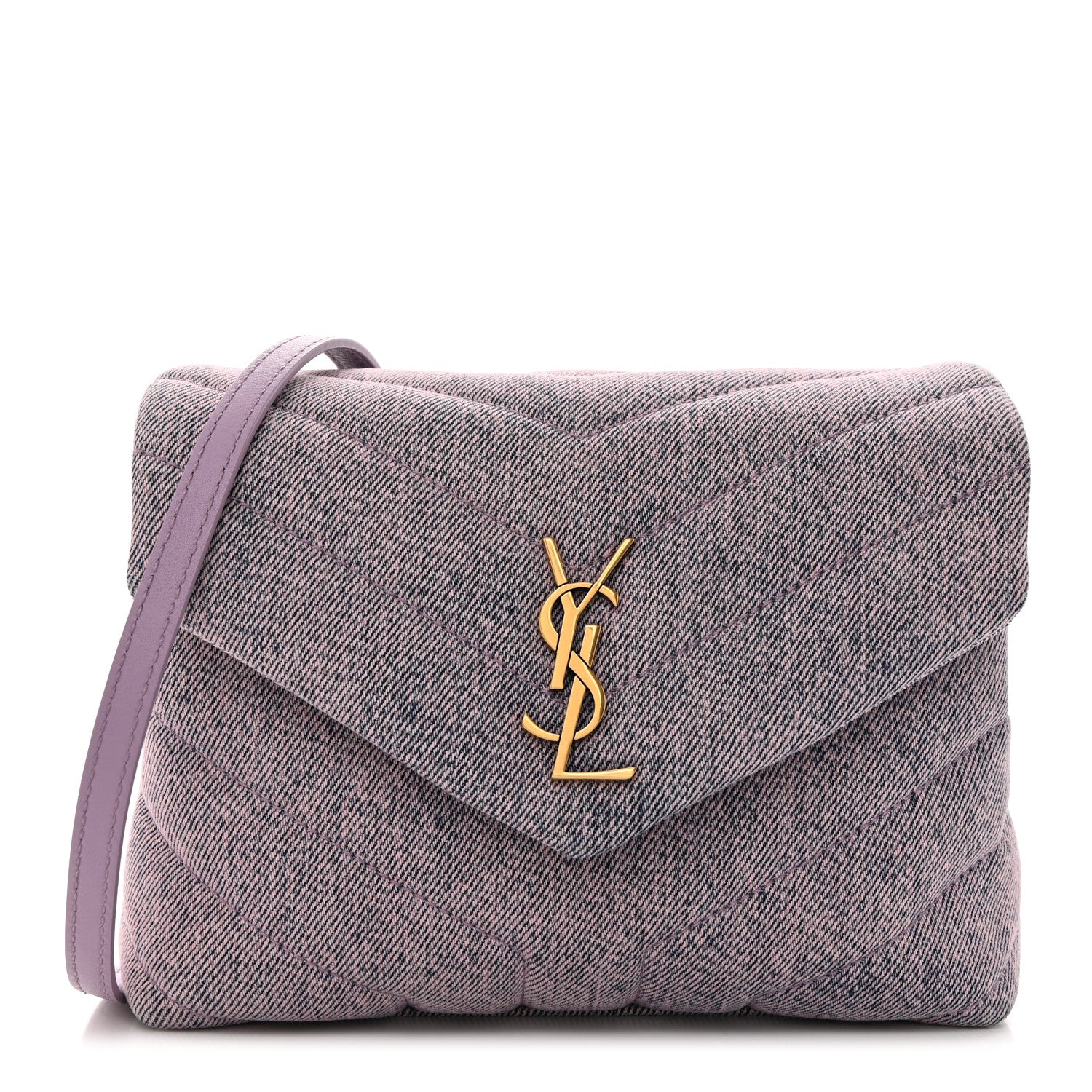Saint Laurent Denim Y Quilted Monogram Toy Loulou Crossbody Bag Bleached Lilac 1 of 10