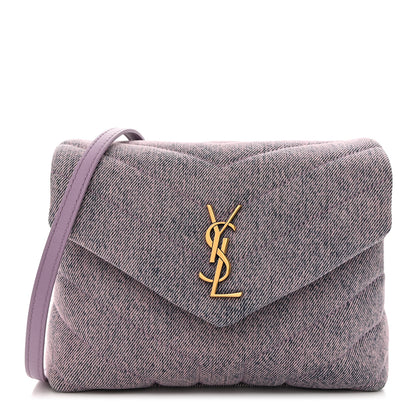 Saint Laurent Denim Y Quilted Monogram Toy Loulou Crossbody Bag Bleached Lilac 1 of 10
