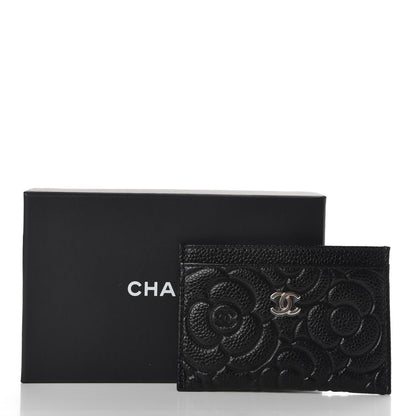 Chanel Caviar Camellia Embossed Card Holder Black 9 of 9