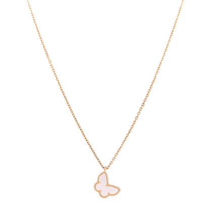 Van Cleef & Arpels 18K Yellow Gold Mother of Pearl Sweet Alhambra Butterfly Pendant Necklace 1 of 8