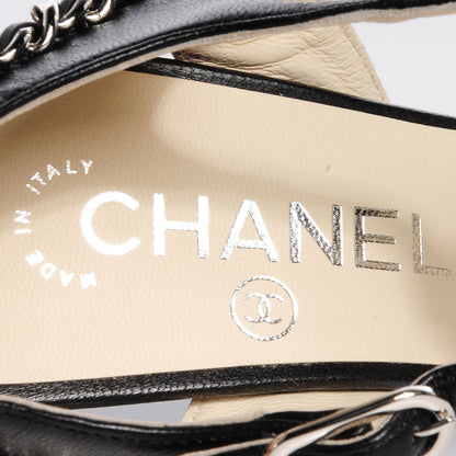 Chanel Lambskin Gladiator Chain Sandals 39 Black 7 of 7