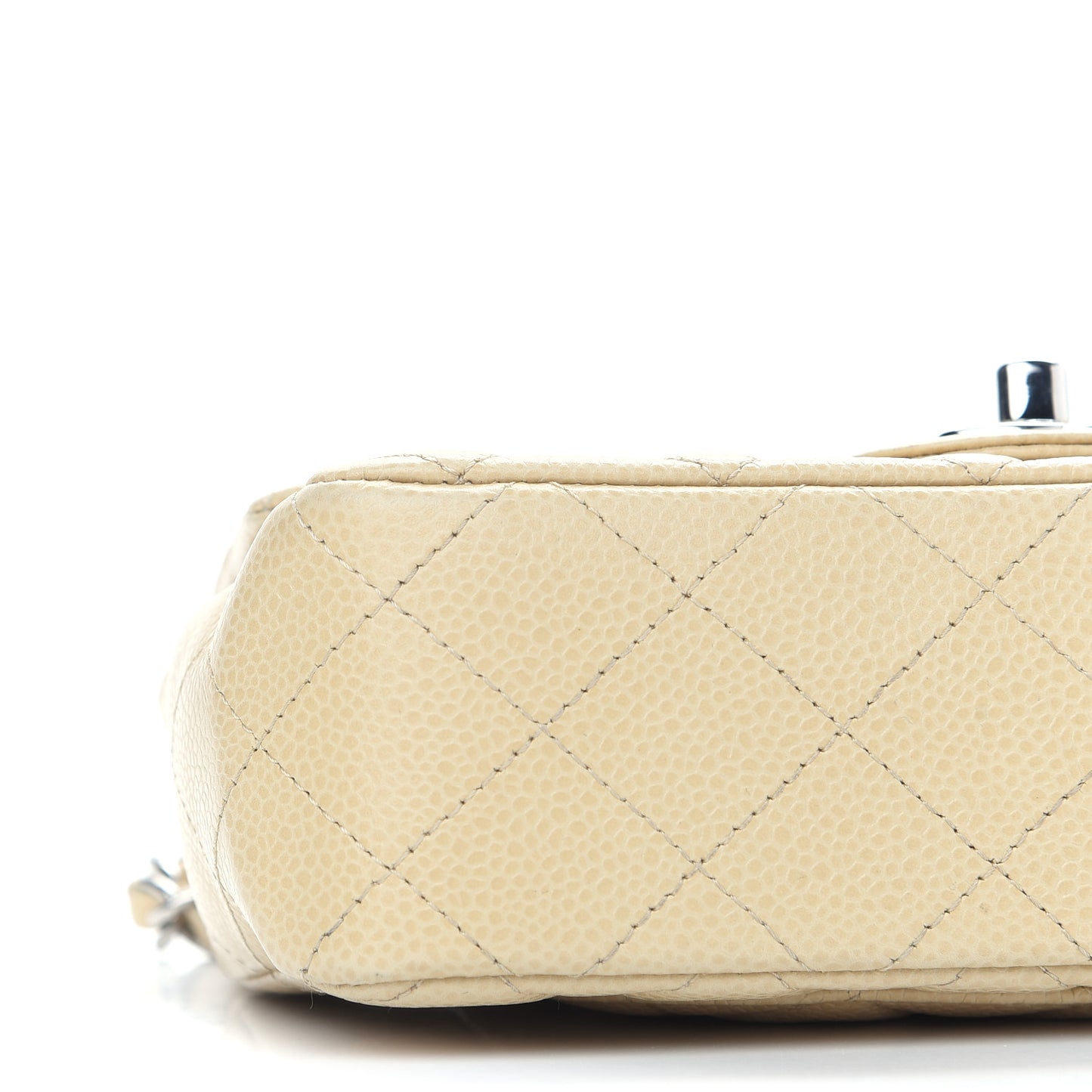 Caviar Quilted Mini Rectangular Flap Light Beige
