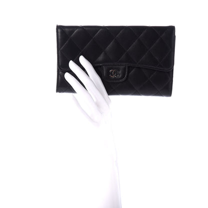 Chanel Lambskin Quilted Large Flap Wallet Black 2 of 8