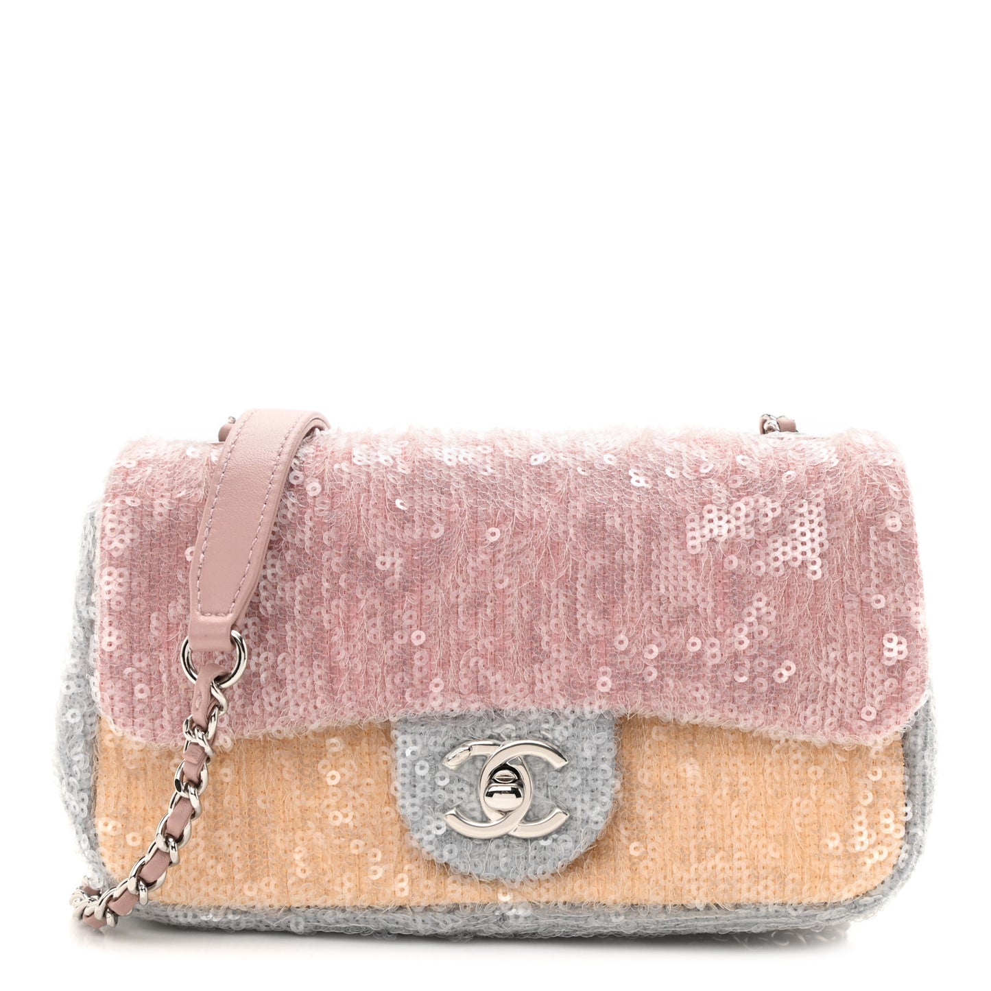 Sequin Mini Waterfall Flap Pink Blue Yellow