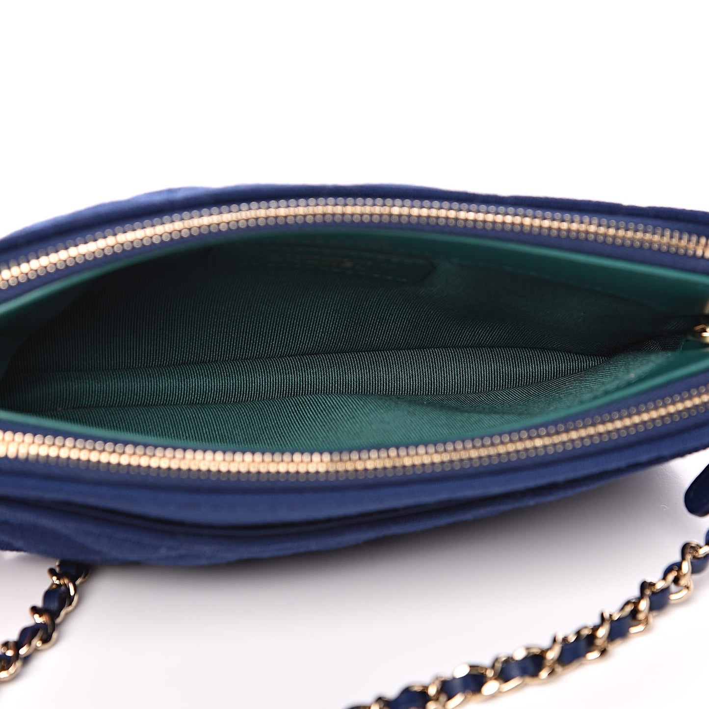 Jersey Quilted Small Clutch With Chain Navy