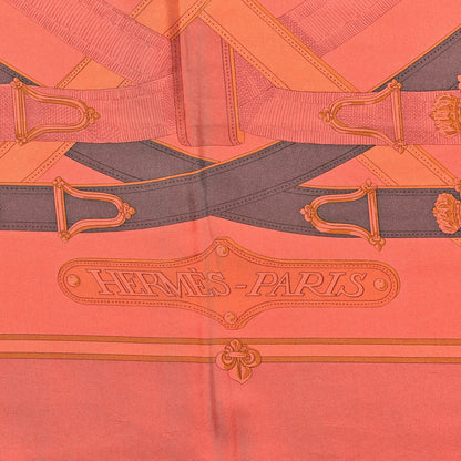 Hermes Silk Cavalcadour Shawl 140 Grenadine Corail Lie De Vin 3 of 7