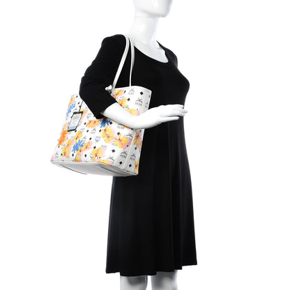 MCM Visetos Medium Anya Essential Floral Print Shopper Tote White 2 of 10
