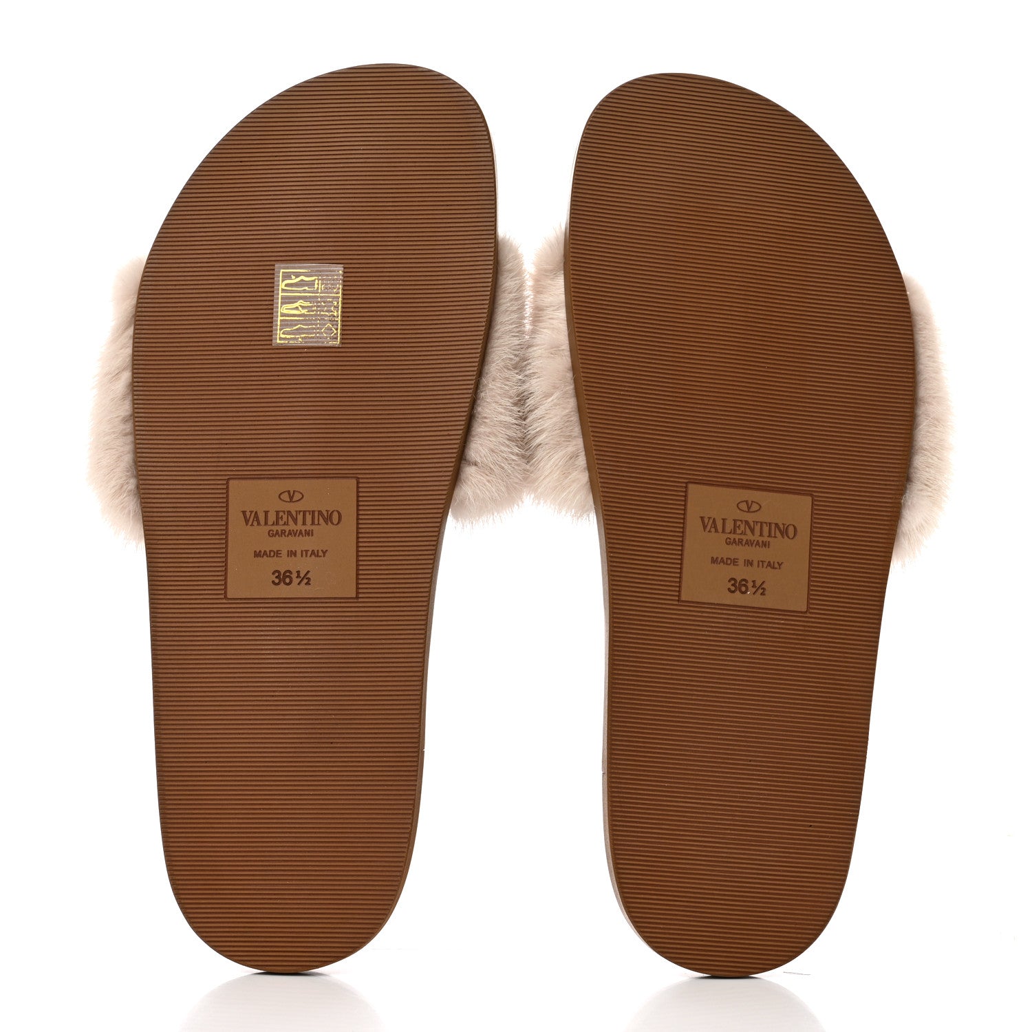 Valentino Garavani Mink Fur Rockstud Slide Sandals 36.5 Vapeur 5 of 9
