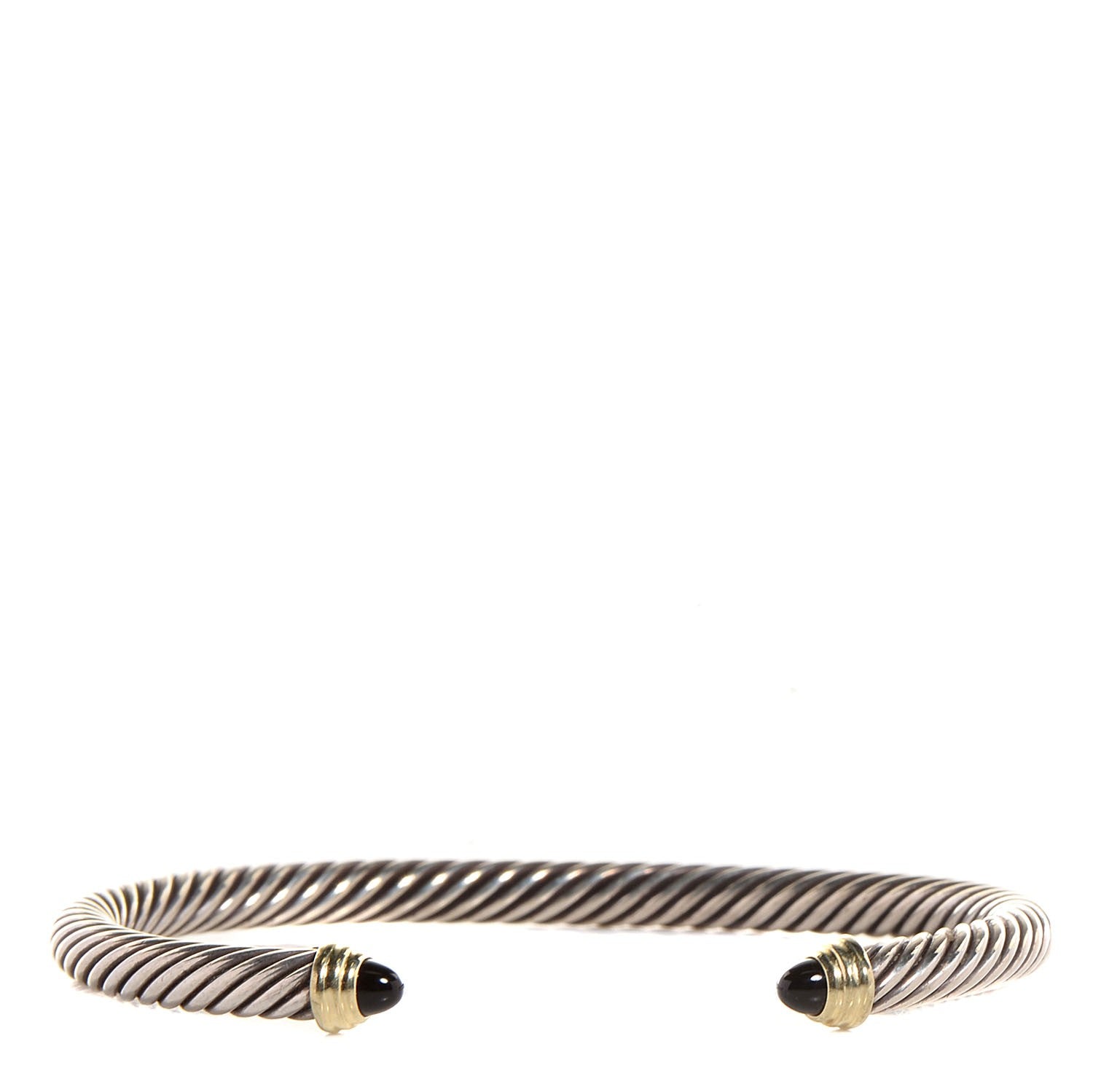 David Yurman Sterling Silver 14K Yellow Gold Black Onyx 5mm Cable Classics Bracelet 1 of 5