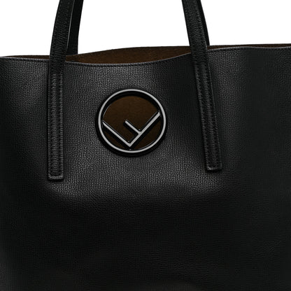 Fendi Vitello Vienna Enamel F is Fendi Shopping Tote Black Taupe 8 of 11