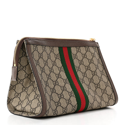 Gucci GG Supreme Monogram Web Large Ophidia Cosmetic Case Beige New Acero 3 of 11