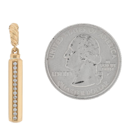 David Yurman 18K Yellow Gold Diamond Lexington Barrel Amulet Pendant 2 of 3