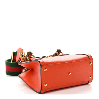 Gucci Textured Dollar Calfskin Web Mini Diana Tote Bag Deep Orange Spicy Cyclamin 4 of 10