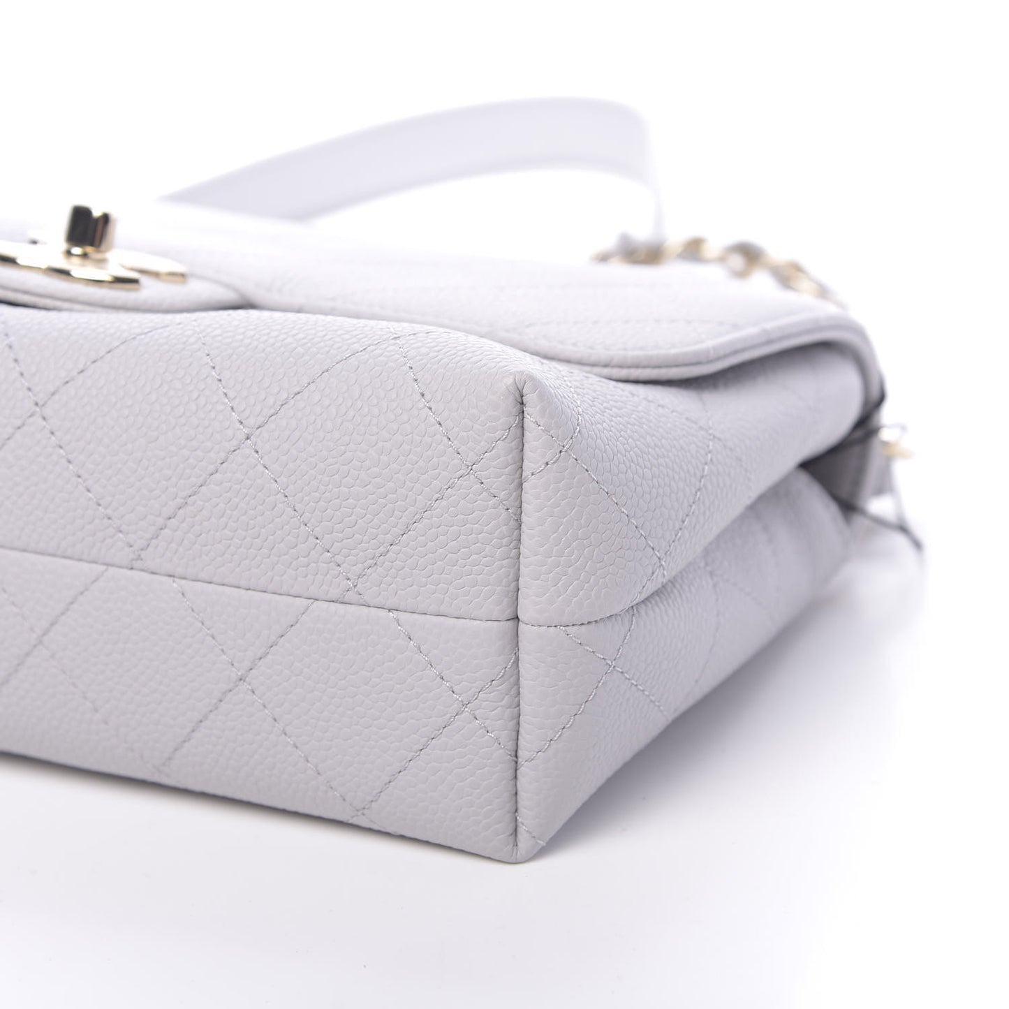 Grained Calfskin Quilted Single Flap Grey