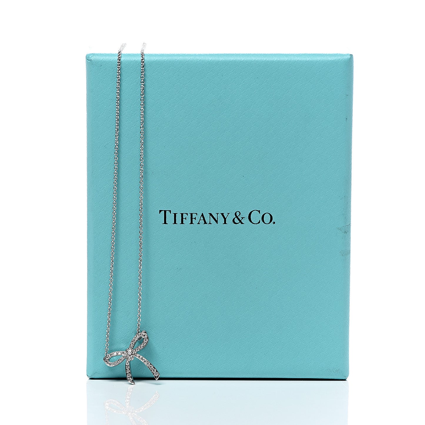 Platinum Diamond Mini Bow Pendant Necklace