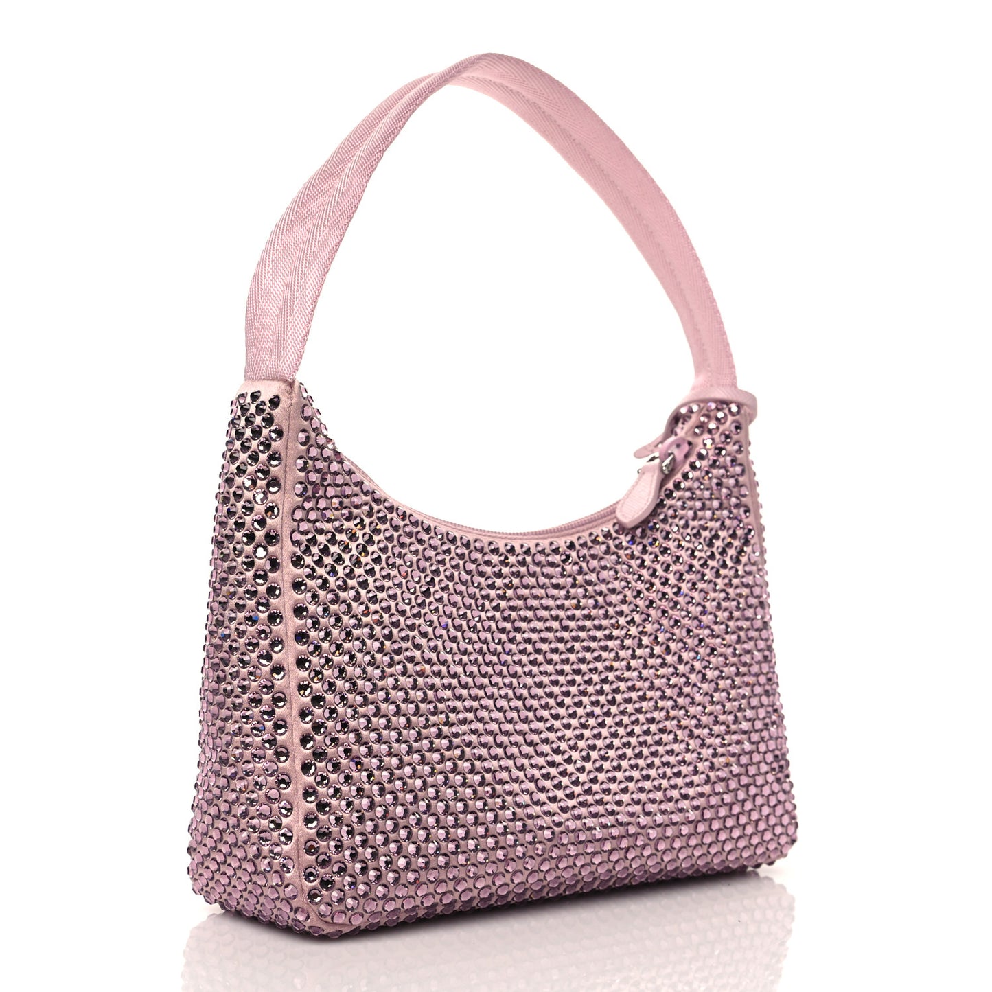 Satin Crystal Mini Re-Edition 2000 Bag Alabastro