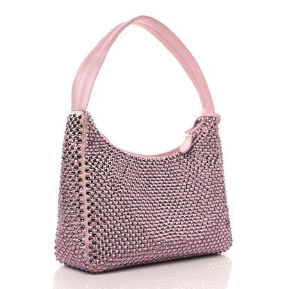 Prada Satin Crystal Mini Re-Edition 2000 Bag Alabastro 3 of 11