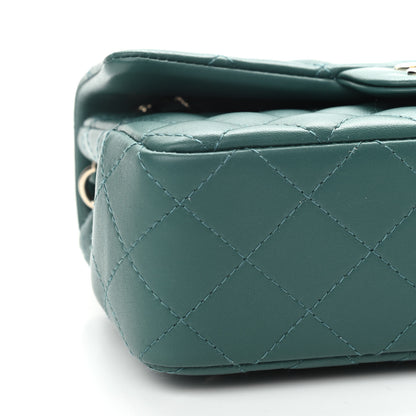 Chanel Lambskin Quilted Mini Rectangular Flap Dark Green 7 of 8