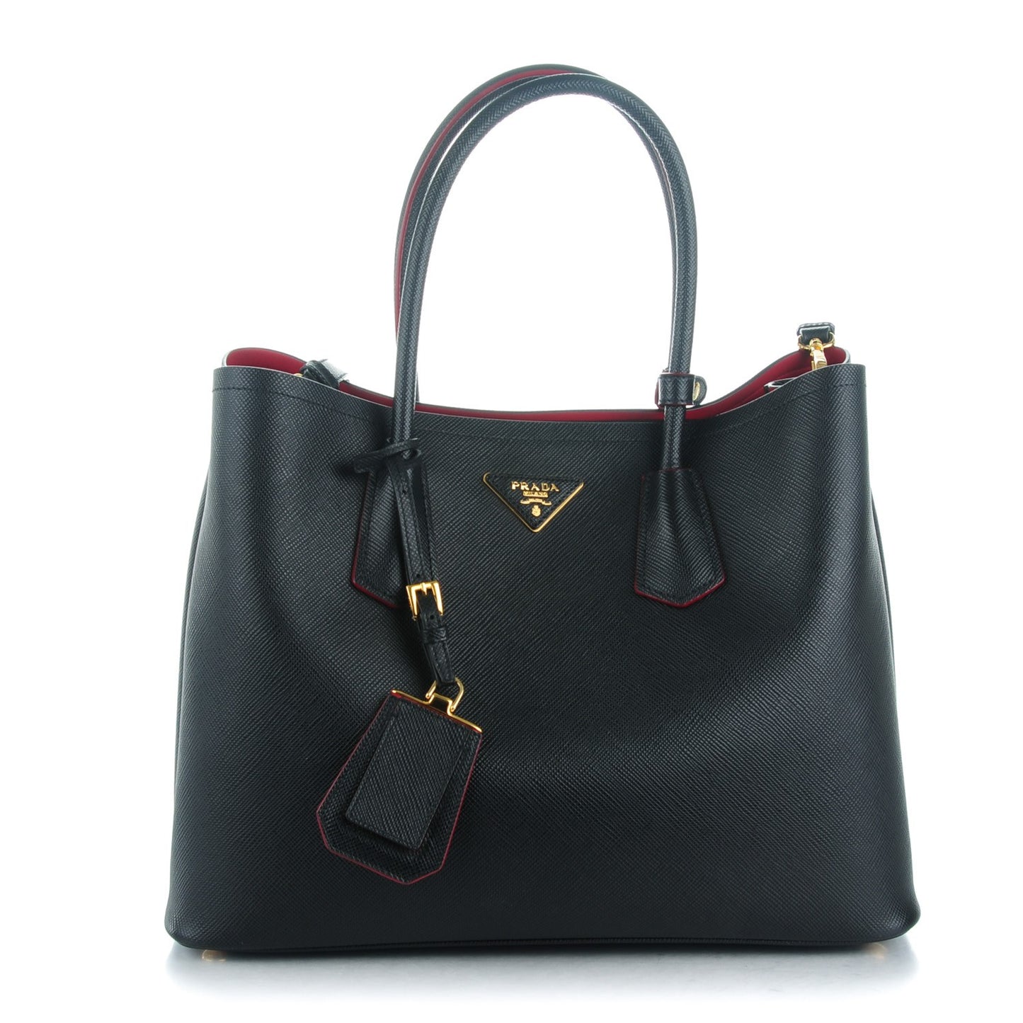 Saffiano Cuir Large Double Bag Nero Black
