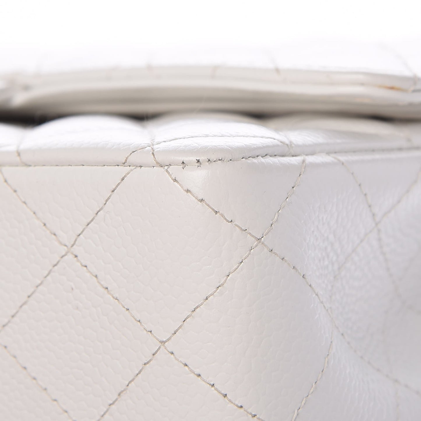 Caviar Quilted Medium Double Flap White