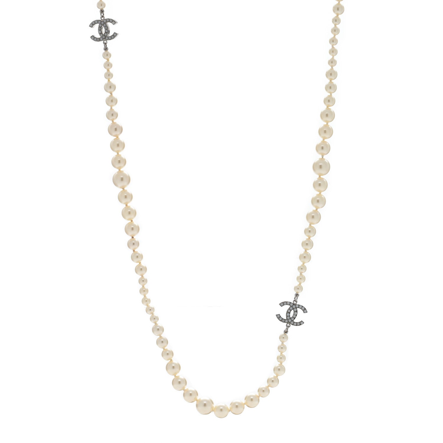 Chanel Graduated Pearl CC Long Necklace Gold 1 of 4