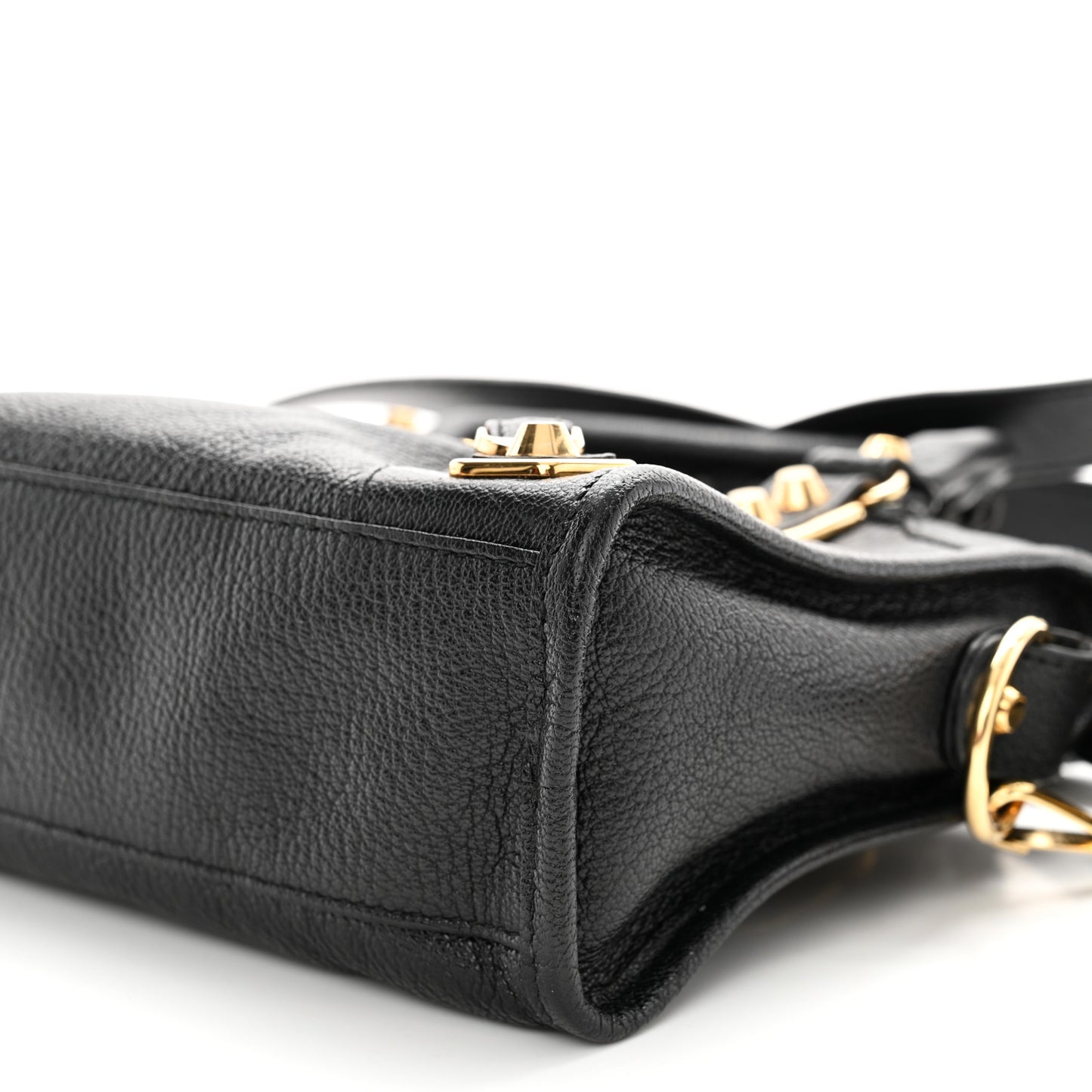 Chevre Gold Metallic Edge Hardware Mini City Black