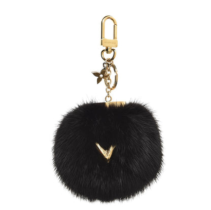Louis Vuitton Mink Fur Bubble V Bag Charm Key Holder Black 1 of 3