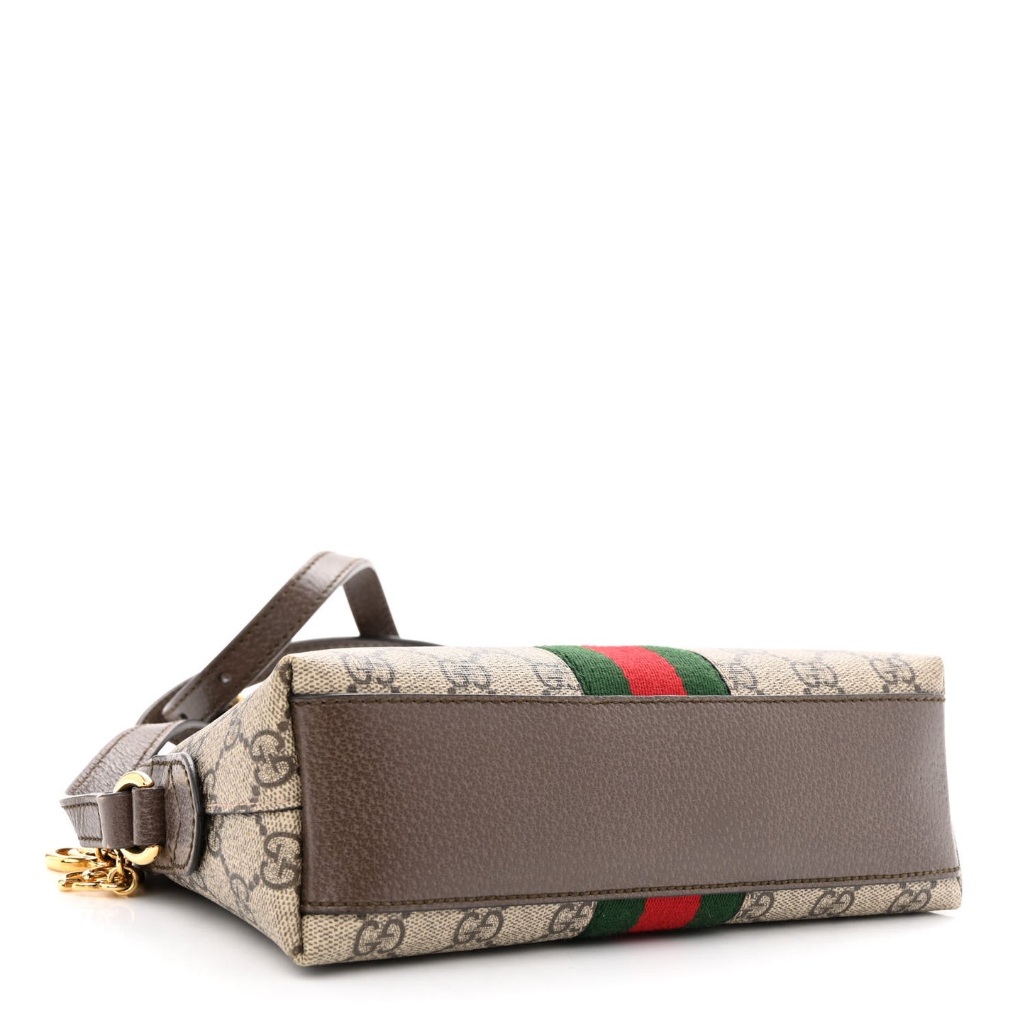 GG Supreme Monogram Textured Dollar Calfskin Web Small Ophidia Dome Shoulder Bag Beige Ebony New Acero