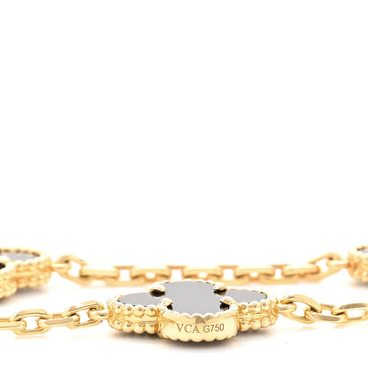 Van Cleef & Arpels 18K Yellow Gold Black Onyx 10 Motifs Vintage Alhambra Necklace 4 of 5