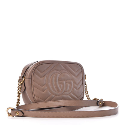 Gucci Calfskin Matelasse Mini GG Marmont Chain Shoulder Bag Nude 3 of 11