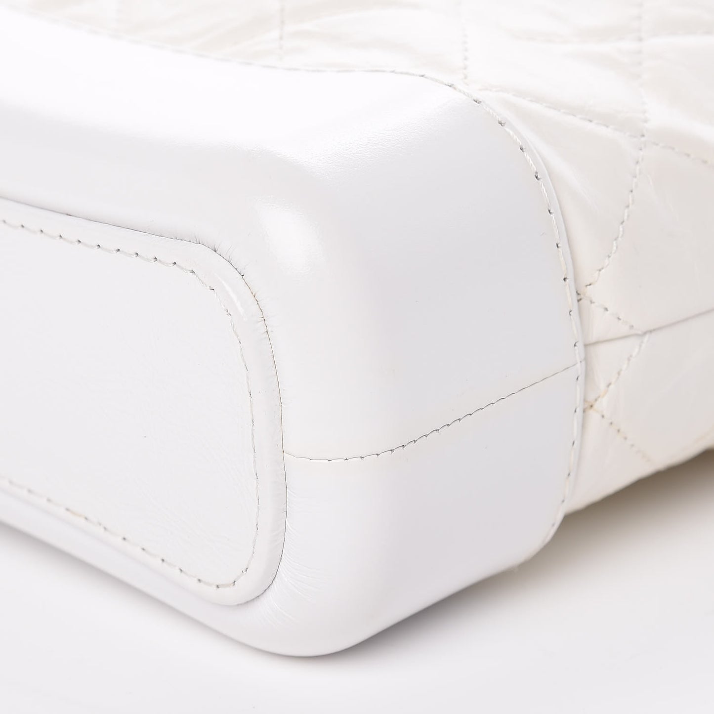 Patent Goatskin Quilted Small Gabrielle Hobo White