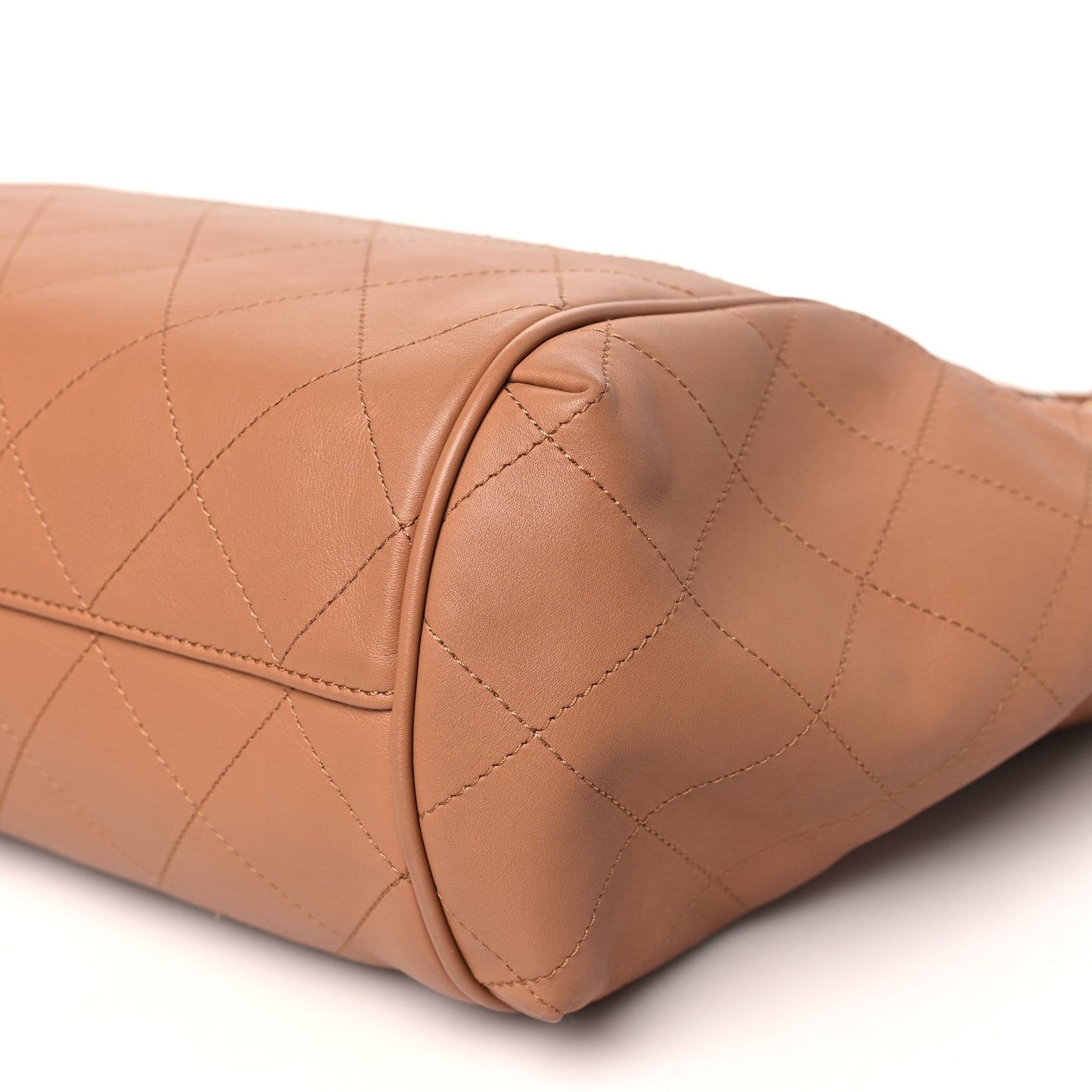 Calfskin Stitched Small Shopping Tote Brown