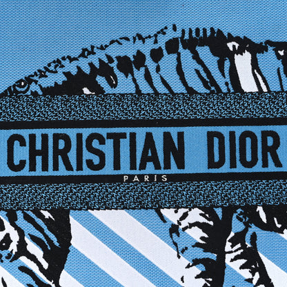 Christian Dior Canvas Embroidered Large Jungle Pop Book Tote Blue Multicolor 8 of 11