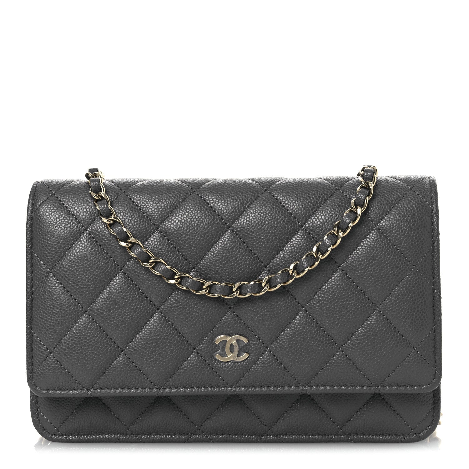 Chanel Caviar Quilted Wallet on Chain WOC Grey 1 of 14