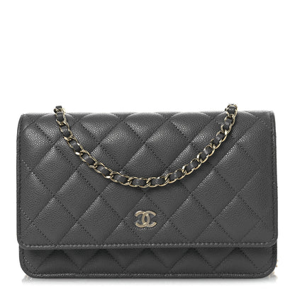 Chanel Caviar Quilted Wallet on Chain WOC Grey 1 of 14