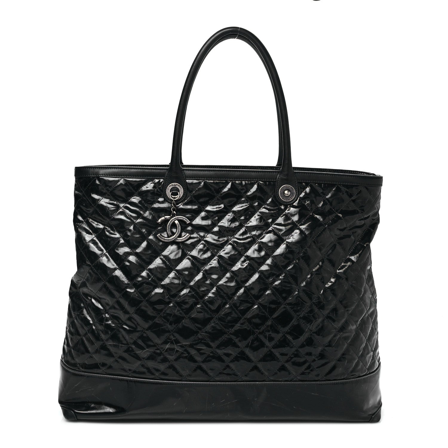 Chanel Calfskin Coated Canvas Quilted Tote Black 1 of 9